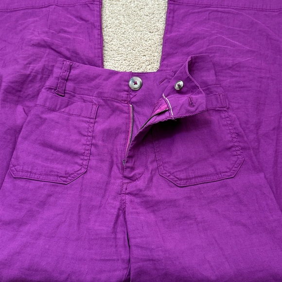 Maeve The Colette Cropped Wide Leg Vintage Inspired Linen Purple Pants Size 23 - Picture 7 of 10